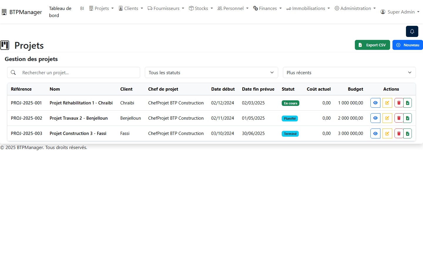 Gestion des projets