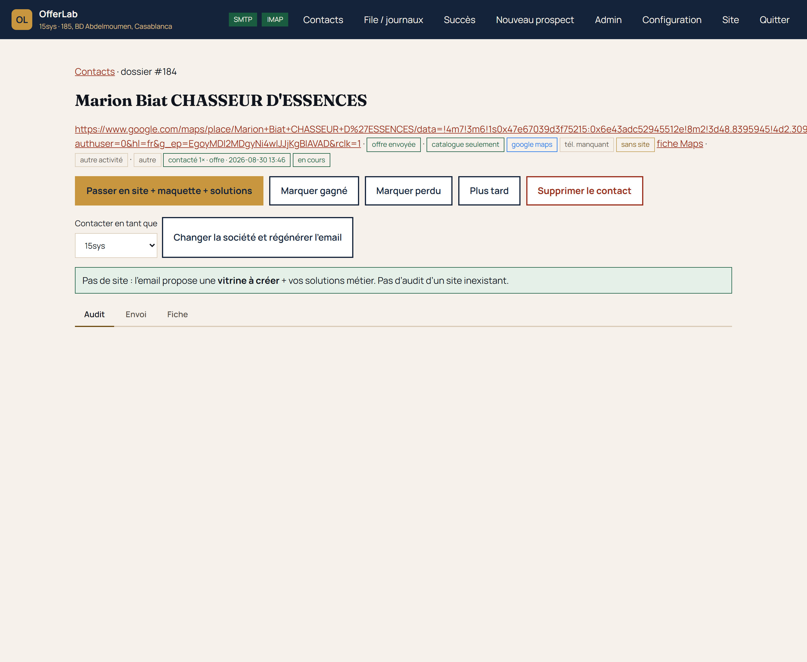 Fiche prospect & audit